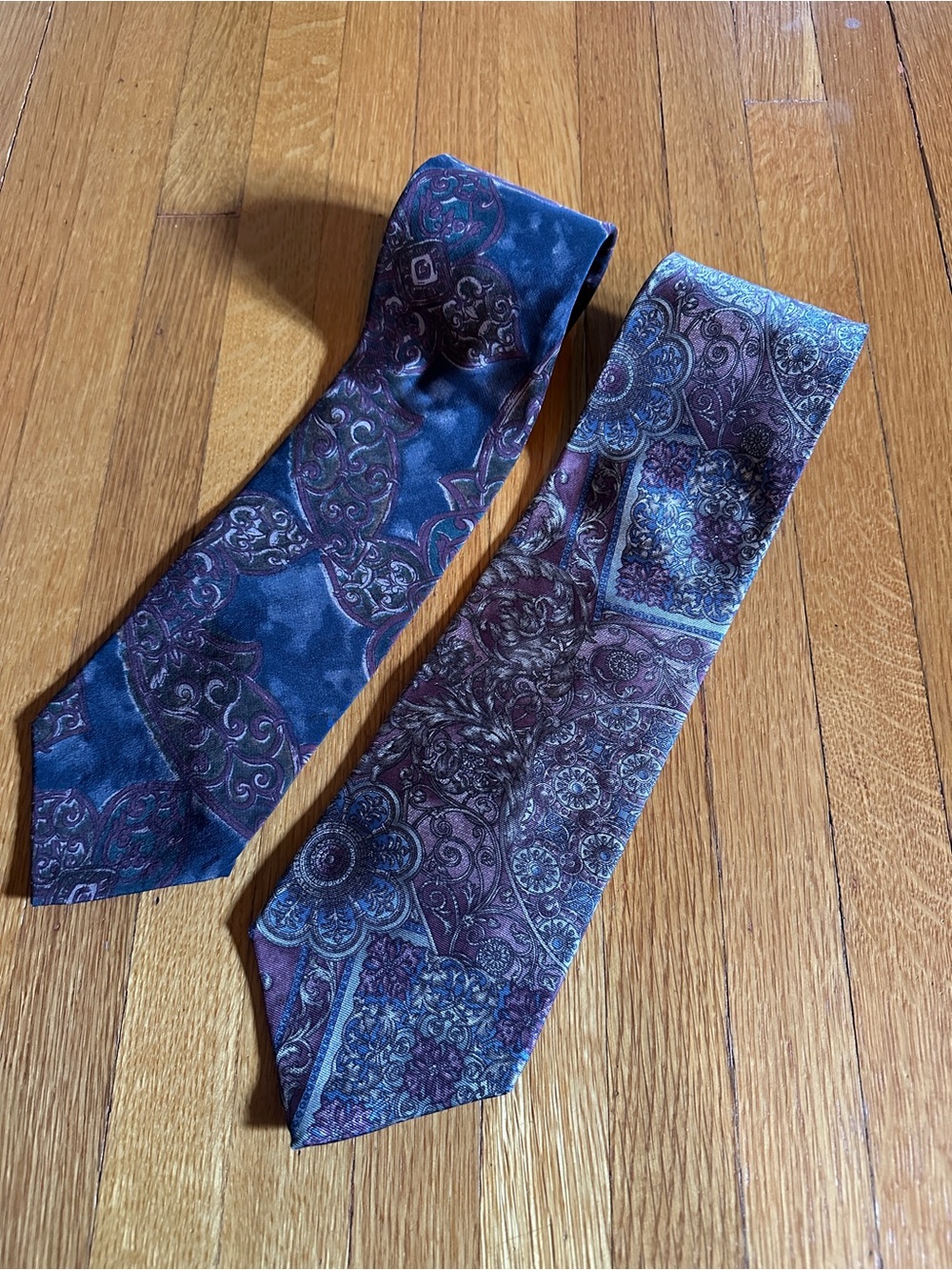 Vtg 80s/90s All Silk Woodward & Son Autumnal-Toned Ties, Set of Two
